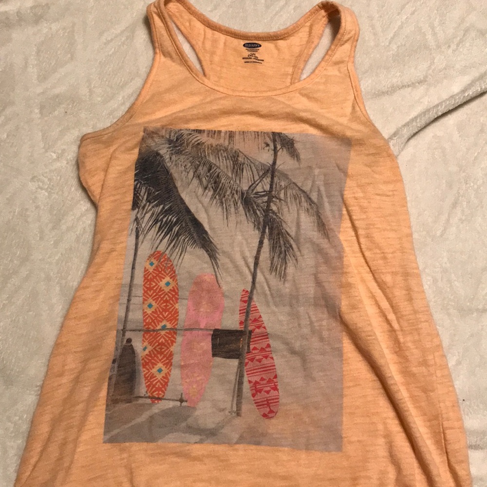 Orange Old Navy surf board tank top